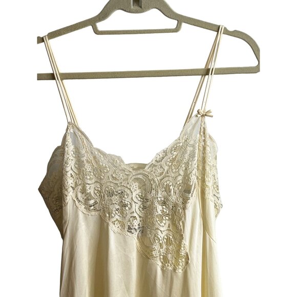Vintage Lily Of France Ivory Satin & Lace Nightgown Spaghetti Straps Large - Picture 5 of 10